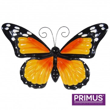 Large Metal Butterfly with Flapping Wings Orange