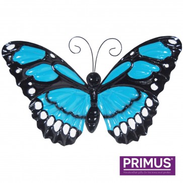 Large Metal Butterfly with Flapping Wings Blue