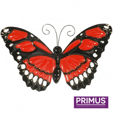 Large Metal Butterfly with Flapping Wings Red