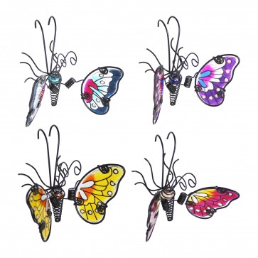 Glass Wing Spring-tail Butterfly Pot Hanger - Blue, Pink, Purple & Yellow