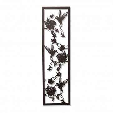 Narrow Portrait Rusted Metal Hummingbird Wall Art