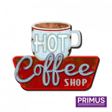 Hot Coffee Shop Plaque - 38 x 48cm
