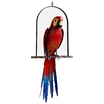 Metal Scarlet Macaw Parrot on Perch