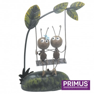 Miniature Metal Life Ant Couple on Swing