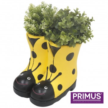 Ladybird Boots Planter (Frost Proof Polyresin) Yellow