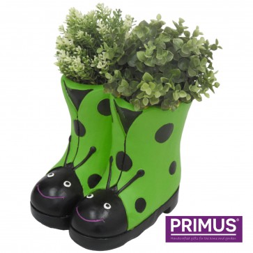 Ladybird Boots Planter (Frost Proof Polyresin) Green