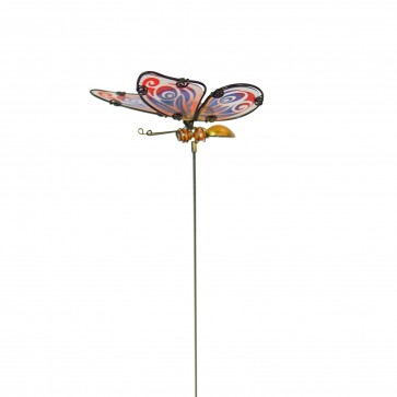 Glass Butterfly Stake - Red & Blue Wings