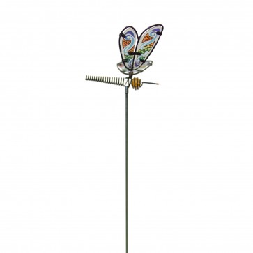 Glass Dragonfly Stake - Blue