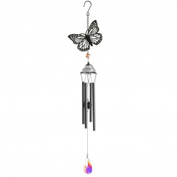 Silhouette Butterfly Wind Chime - Black