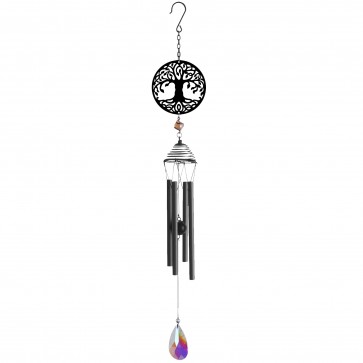 Silhouette Tree of Life Wind Chime - Black