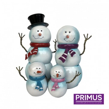 Miniature Metal Snowman Family