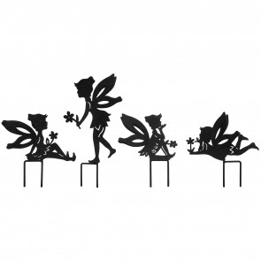 Set Of 4 Small Fairies with Stakes in Black