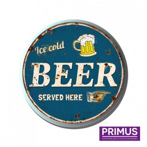 Beer Served Here Metal Circle Plaque - 34cm