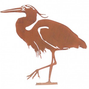 Heron Garden Silhouette with Fixing Plate in Rust