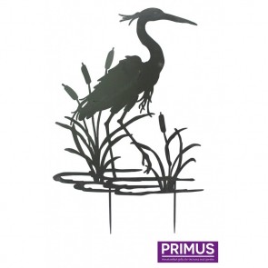 Heron Garden Silhouette with Stake in Black