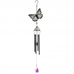 Silhouette Butterfly Wind Chime - Black